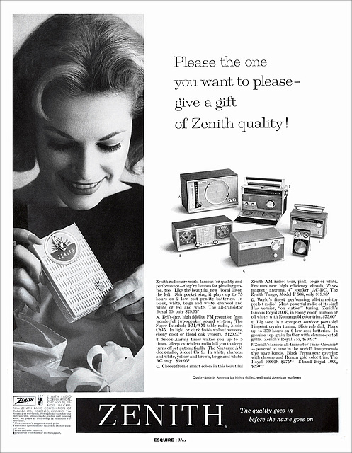 Zenith Radio Ad, 1961