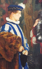 Detail of The Ransom by Millais in the Getty Center, June 2016