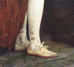 Detail of The Ransom by Millais in the Getty Center, June 2016