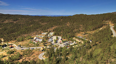 The parking lot seen from the trail.