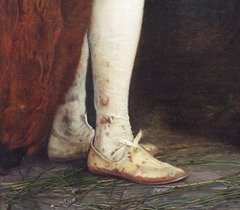 Detail of The Ransom by Millais in the Getty Center, June 2016