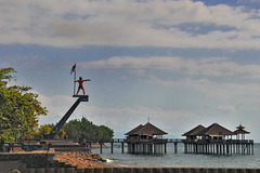 Beach restaurants on poles in Kampong Bugis