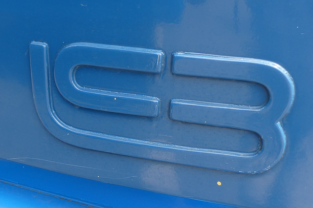 LCB moulded logo on Tantivy Blue 61 (J 14616) in St. Helier - 8 Aug 2019 (P1030946)