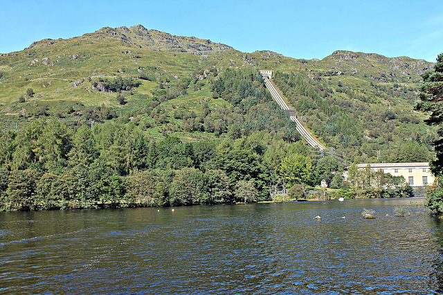 Sloy Power Station,Inveruglas from a cruise boat on Loch Lomond 7th September 2019.