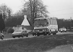 Ambassador Travel 892 (CDG 212Y) on the A11 near Bell Lane, Barton Mills - 28 Apr 1985