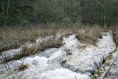 River Lathkill flowing over the tufa dam at Lathkill Lodge