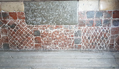 rochester cathedral, kent (84)c13 tiles in the n.e. transept at the entrance to the site of the shrine of william of perth