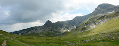 Bulgaria, Rila Mountain Range with the Black Rock of Haramiyata (2465 m) and the Lake Peak (2657 m)