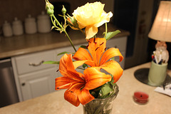 Orange Lily-Yellow Rose from my Garden  !!!