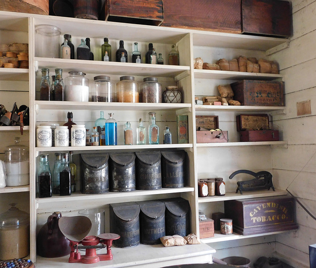 Shelves in the Layton General Store in Old Bethpage Village, August 2022