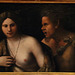 Nymphe et Satyre   , sur cette oeuvre on voit bien qu'en plus il a l'haleine fétide - Peinture de Dossi , Dosso - Palais Pitti à Florence