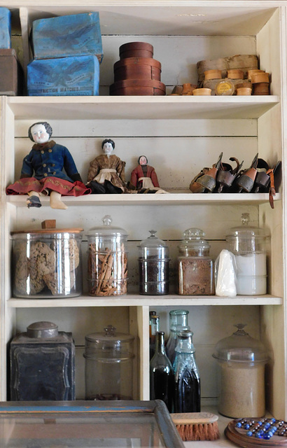 Shelves in the Layton General Store in Old Bethpage Village, August 2022