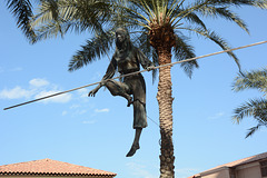 UAE, Dubai, Sculpture of a tightrope walker UAE, Dubai, Sculpture of a tightrope walker