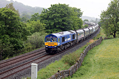 GBRf Maritime liveried 66727 MARITIME ONE passing Helwith Bridge with 6M38 11.25 Arcow Quarry GBRf - Bredbury Tilcon GBRf 3rd June 2026.
