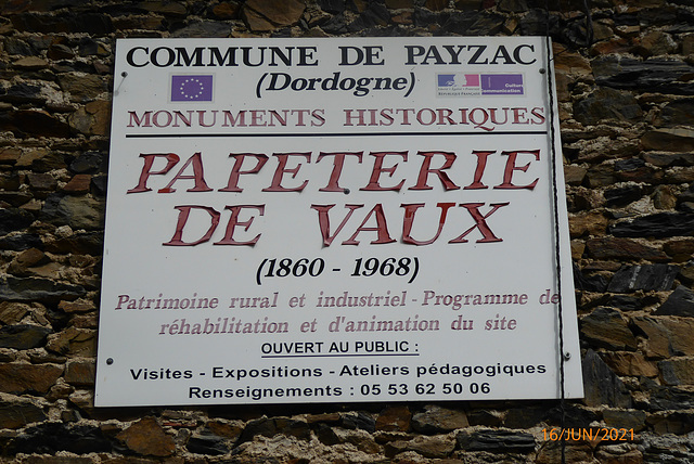 Papeterie de VAUX Dordogne