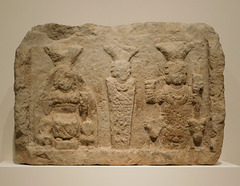 Relief of Jupiter Heliopolitanus, Venus Heliopolitana, and Mercury Heliopolitanus in the Metropolitan Museum of Art, March 2019