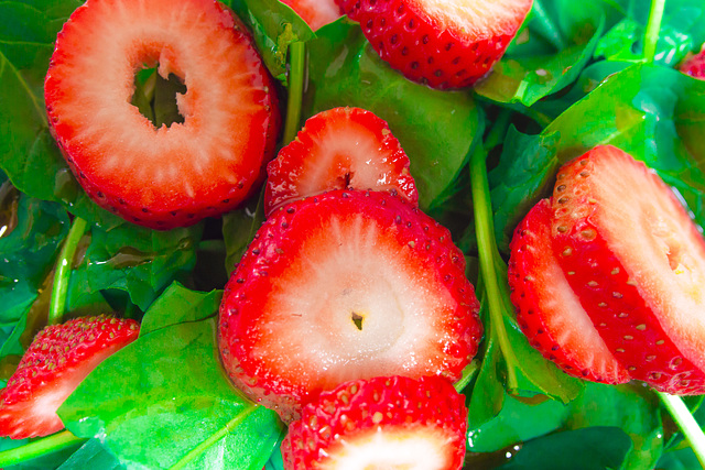 Strawberries on Spinach Salad