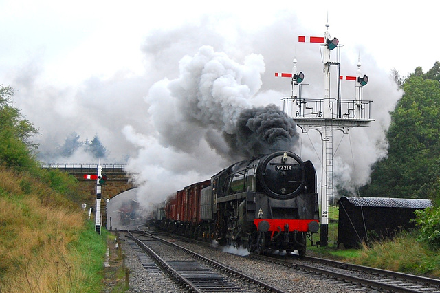 Freight train passes through Goathland