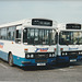 Jersey bus 30 (J 14639) and 63 (J 31300) at St. Helier - 4 Sep 1999