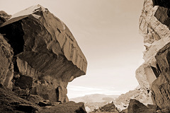 Millstone Quarry and 'Cioch Block'  2 HDR - sepia