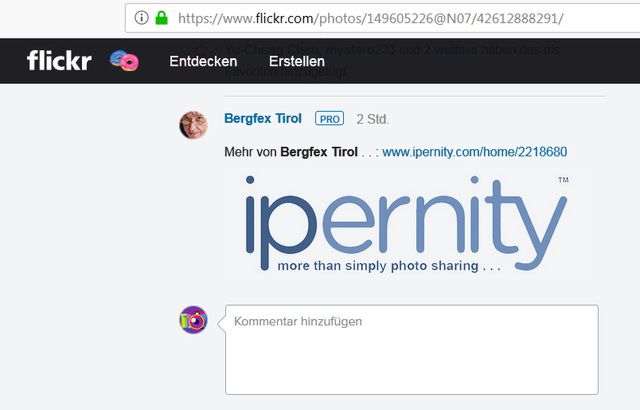 Verlinkung von Flickr auf ipernity