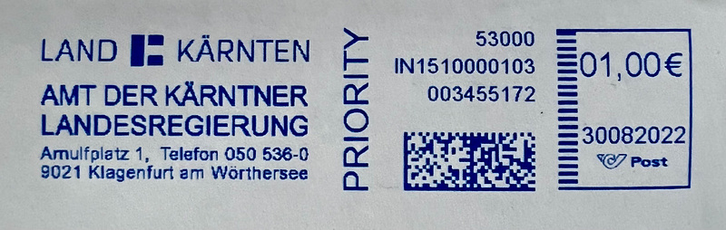 Intimus postal meter impression from Austria