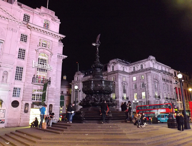 Eros Statue in Piccadilly Circus in London, April 2013
