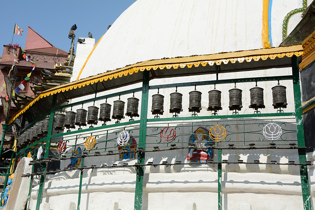 Kathmandu, Kathesimbu Stupa, Prayer Wheels