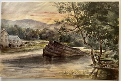 The Tummel Ferry, a watercolour by William Martin Conway, later Lord Conway of Allington, in 1886.