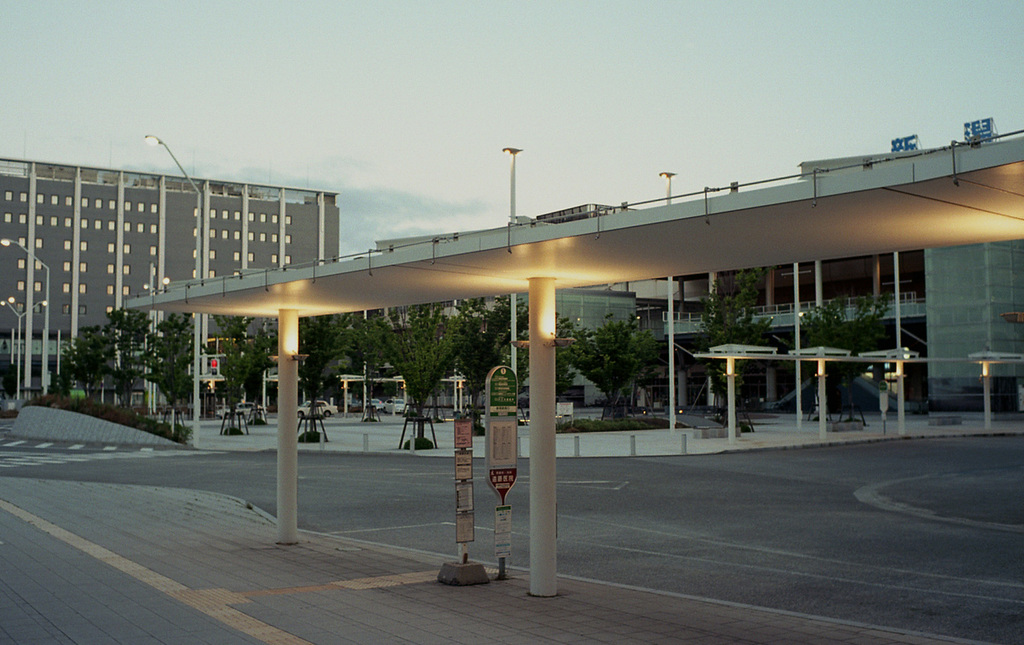 Bus terminal at dawn