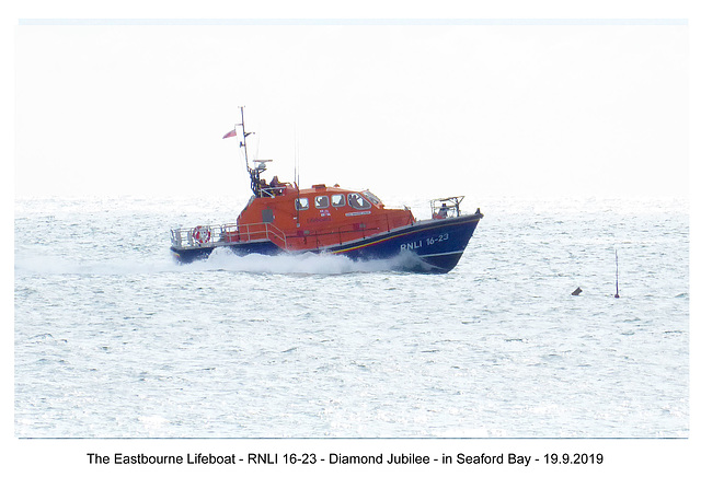 Eastbourne lifeboat, Seaford Bay 19 9 2019 side view