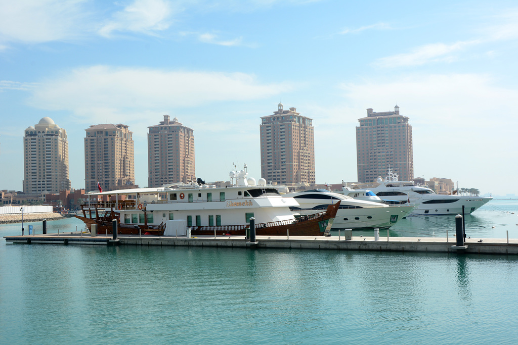 Pearl-Qatar Island in Doha, Pier B of the Local Marina
