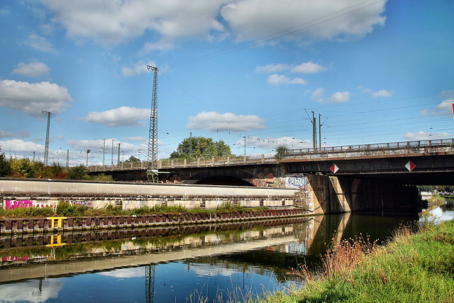 Brücke der Köln-Mindener Eisenbahn über Kanal und Lippe (Hamm) / 18.09.2021