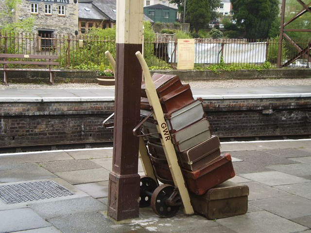 Old luggage wheelbarrow.