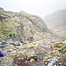 Path back from Stickle Tarn with Tarn Crag to the left (scan from October 1991)