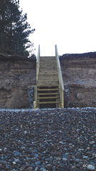Steps built at the end of Findhorn beach almost certainly by the Royal Engineers as a community project