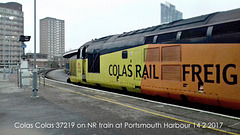 Colas Colas 37219 on NR train at Portsmouth Harbour 14 2 2017
