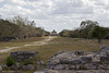 Sacbe and temple in the archaeological site Dzibilchaltun/Mexico