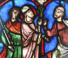 Detail of St. Nicholas Accuses the Consul Stained Glass in the Cloisters, June 2011