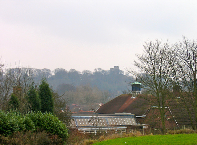 Looking towards Dudley Castle from green space near Cedar Road