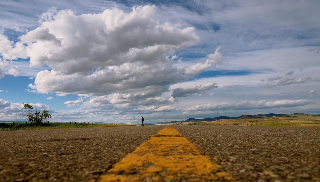 Centre of the road.