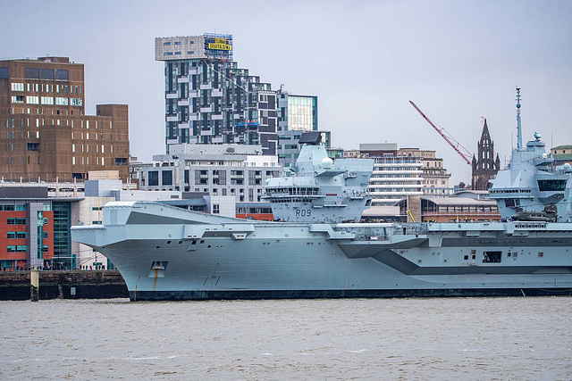 HMS Prince of Wales (note the helicopter to the right)