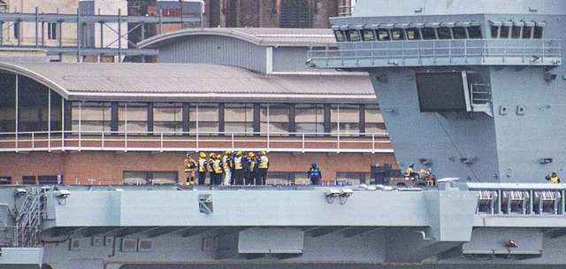 Workmen on deck. Taken from Seacombe ferry.