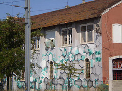 Painted building.