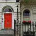 Restored railings, No.6 Fitzroy Square, Camden, London, and door to No.7