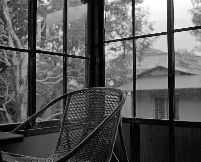 Wicker chair in the sunroom