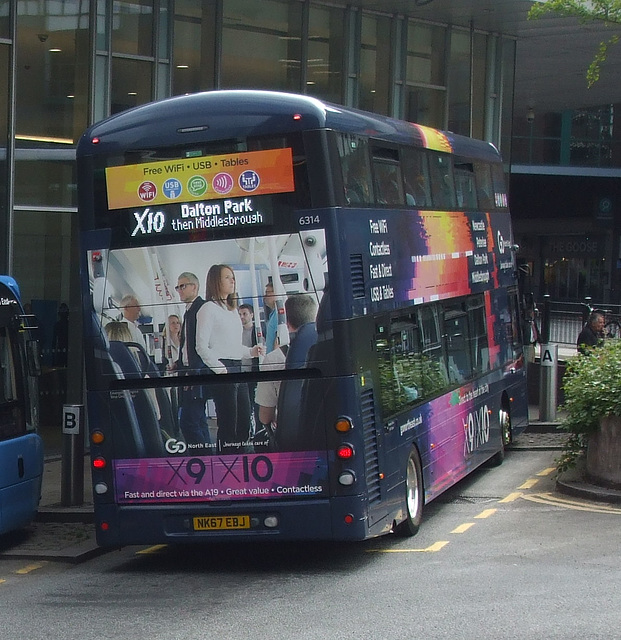 DSCF2642 Go North East 6314 (NK67 EBJ) in Newcastle - 1 Jun 2018