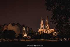 The Cologne Cathedral, the Philharmonic Hall and the Ludwig Museum at night