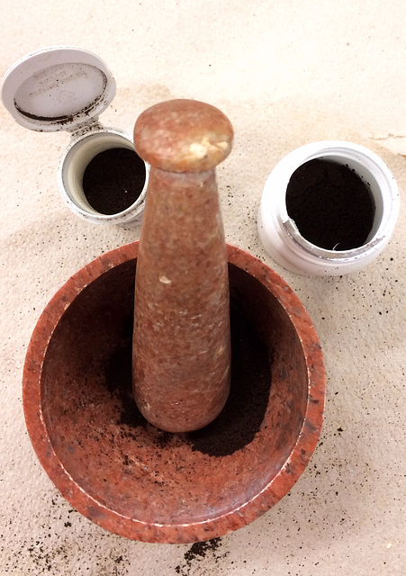 coffee filler - start with mortar and pestle