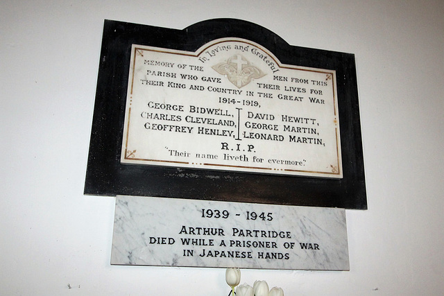 War Memorial, Great Saxham Church, Suffolk